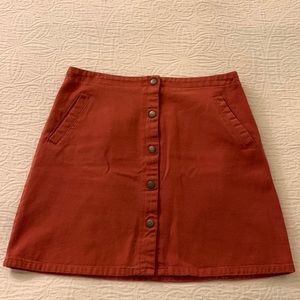 Francesca’s Collections red denim mini skirt
